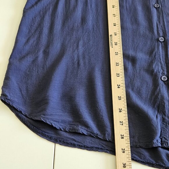Lola Made In Italy Top Womens S Navy Buttons LS Lightweight Oversized Viscose - Picture 7 of 15